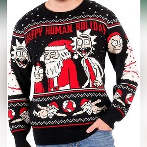 Rick & Morty Adult Swim Ugly Christmas Sweater Unisex Size Small